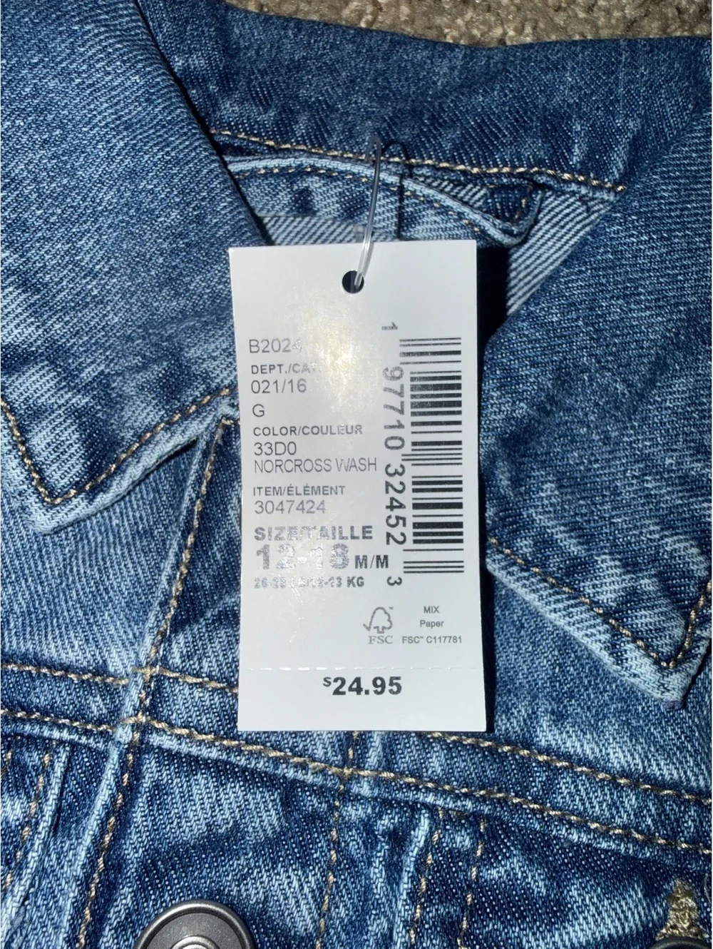 The Children's Place Toddler Denim Jacket 12-18 Months
